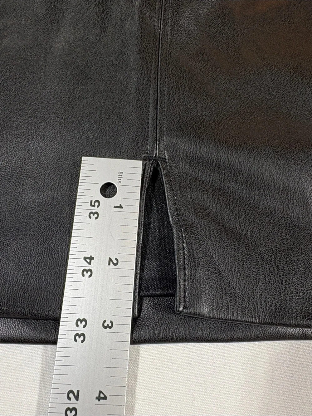 Hollister Black Faux Leather Mini Skirt with Front Slit Large